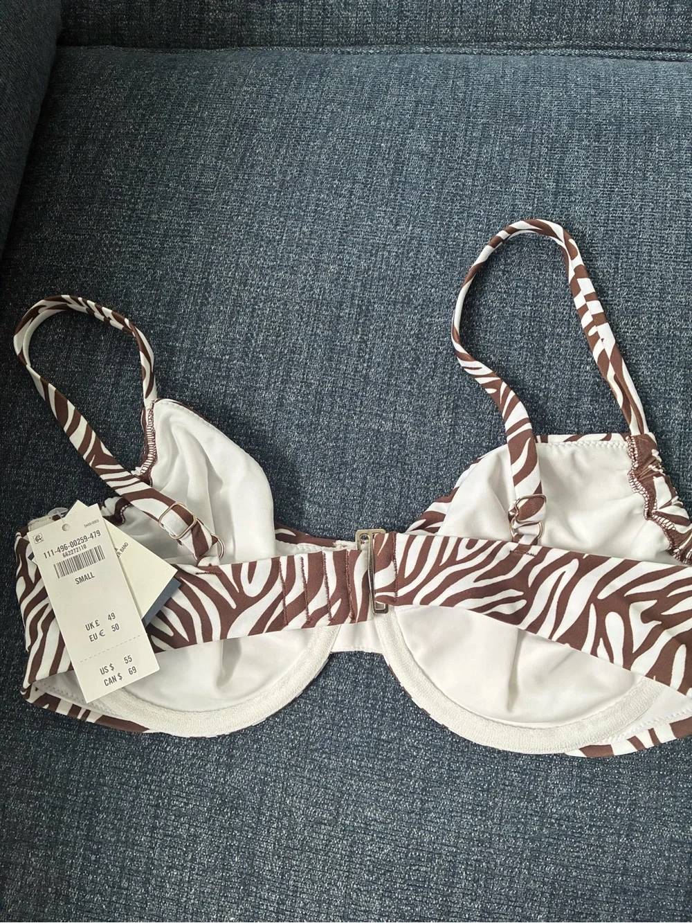 Abercrombie & Fitch Brown and White Zebra Underwire Bikini Top